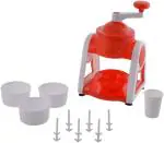 SHREE SANT ENTERPRISE Ice Gola Maker Machine Manual ice Gola Slush Maker Machine with Sharp Blades Ice Crusher Snow Grinder Crusher 3 Bowl Baraf ka gola banane wali machine 1 Glass, 6 Sticks and 1 Dish