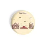 Dhcrafts Brown Metal Bhopal Printed Fridge Magnet, 5.8 Cm