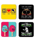 Whats Your Kick Table Tennis Games Peace Love Ping Pong Quotes Printed Set of 4 coaster With Metal Stand