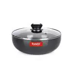 Sumeet Black Aluminium Tasla With Glass Lid