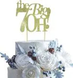 Festiko Silver Glitter PapaS 70 Birthday Cake Topper 70 Fabulous Daddy Cake Topper 70th Birthday Party Decoration Sign Adult Birthday Party Supplies (Silver 70 Papa)