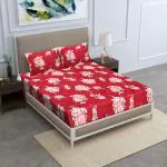 Hashcart Pure Cotton Elastic Fitted Double King Size Bed Bedsheets with 2 Pillow Covers