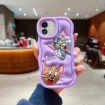 SUNNY FASHION Cute Tom & Jerry Silicone Case iPhone 12 - Lavender