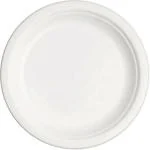 Amit Marketing White Sugarcane Bagasse Disposable Plates, 12 Inch (Set Of 25)