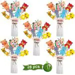 Festiko Cartoon Character Happy Birthday Party Supplies, 28Pcs Centerpieces Decorations Stick Table Toppers, Party Favors Photo Booth Props For Jj Melon Theme Party Supplies Decor