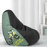 Biggie Bean Bag - Size : 2XL - 3D Printed Teardrop Bean Bags - Designed by : DonnaPaula London - Color: Yaari Sab pe Bhari - Black Green - Bean Bag Cover - Best 3D Printed Bean Bag for Living Room - Luxury Bean Bag - Lounge Chair Latest Bean Bag