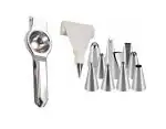 URBAN BUY Stainless Steel Lemon Squeezers With Cake Decorating 13 Pcs Nozzle and Multicolour, (Pack of 2)