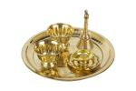 Spillbox Traditional Handcrafted Brass Thali/Aarti Plate for Pooja/Worship - 2Chandhan-Bell-Diya