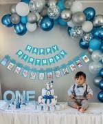 SpecialYou.in One Year Baby Happy Birthday Decoration Items with blue balloons-61 Items