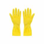 GLORIAL STAR Reusable Washable Waterproof rubber Cleaning Gloves PVC Dish washing Gloves, Cotton Flock Liner, Non-Slip Household hand Gloves for kitchen, Gardening, Painting - Yellow