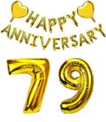 Festiko Gold Happy 79 Anniversary Combo Balloon Banner, 79th Anniversary Party Decorations, Perfect For 79th Wedding Anniversary Party Decorations Supplies