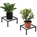 CINAGRO Anti Rust Square Metal Plant Stand (Pack of 2) - 9.84 inches, Gardening Stand for Balcony, Indoor & Outdoor Use, Strong Durable Flower Pot Stand, Gamla Stand (Plants Not Included, Black)