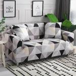 PENTHOOM Elastic Sofa Cover, Stretchable Sofa Cover (Black Grey Triangle) - Double Seater