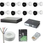 Cp Plus 2Mp Cctv Ip Camera Outdoor Full Set 8 Bullet 8 Channel Nvr 8 Port Jk Vision Poe 2Tb Hard Disk Cat6 Cable 100 Meter 16 Rj45 Connector