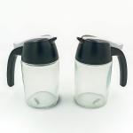 Red Butler Honey & Oil Dispenser-Black Handle, Dirt Free Anti dripped One Handed Operation Easy to Daily Use Glass Honey & Oil Dispenser for Kitchen Cooking | Transparent 250ml Set of 2 Piece