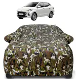 Auto Hub Hyundai Aura Car Cover with Mirror Pocket and Soft Cotton Lining,Waterproof Hyundai Aura Car Body Cover, Army Print