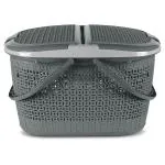 Milton Pluto Picnic Basket with Two Side Opening Lid and with Handles, 1 Piece, (49.1 x 37.8 x 30.6 cms) Grey| Multipurpose | Toy | Clothes | Shopping | Accessories | Easy to Carry