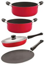 Nirlon 4 pcs of Red and Black Non-stick Kitchen Cooking Utensil Combo Set