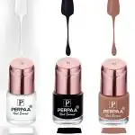 Perpaa Milky White, Powerful Black, Perfect Nude Nail Polish (Pack Of 3)