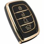 Siwan Premium Luxury TPU golden Key Cover Compatible with Hyundai, i20, Tucson, Elantra, Hyundai Alcazar, Creta, Venue, Elantra, Tucson, Creta, i20, i10 4 Button Durable and Comfortabel