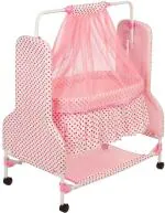 Fun Baby New Born Baby Swing Baby Cradle Baby Crib Baby Jhula with Mattress Pillow Adjustable Height and Mosquito Net Bassinet (Pink)