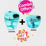 VALVIER Vegetable Fruit Nut Onion Chopper, Hand Meat Grinder Mixer Food Processor Slicer Shredder Salad Maker Vegetable Tools 1000ml & 450ml ( Buy 1 Get 1 Free Combo)