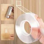 OXILY Nano Double Sided Tape, Multipurpose Super Sticky Gel Grip Mounting Tape, Washable, Reusable, No Residue, for Home & Office (Transparent Tape)