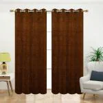 JARS Collections Set of 2 Emboss velvet suede Blackout Brown Window Curtains(4x5 ft)