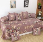 DECENT HOME diwan Set for Living Room, diwan Set Covers Glace Cotton, diwan Set 8 Pieces (1 Single Bedsheet, 5 Cushion Covers, 2 Bolster Covers) (Lines-Multi),Standard(Diwan-Cover-Set-)