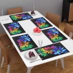 Dakshya Industries PVC Printed Dining Table Placemats Set of 6 Black
