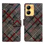 A D Enterprises Check Flip Cover for Vivo Y56 5G | Magnetic Case | Shock Absorbent | Flip Cover Vivo Y56 5G