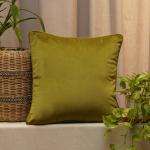 Zeba Green Solid Velvet Cushion Cover - 12 X 12 Inch