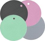 TruVeli Multicolor Silicone Multipurpose Round Hot Mat (Pack Of 4)