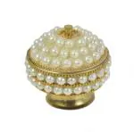 Real Craft White Brass Sindoor Moti Dibbi Handcrafted Box For Jewellery And Kumkum Decorative
