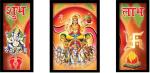 Surmul Multicolor Plastic Medium Wall Poster Frame Gods Surya Dev With Shubh Adhesive Sticker (Pack Of 3)