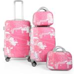 POLO CLASS Pink and White Polycarbonate Luggage Trolley Bag with Vanity Bag - 66 cm (set of 4)