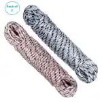 Homeleven 2 Piece Cloth Drying Rope Nylon Laundry Line Rope Laundry Clothesline Cloth Drying Wire Synthetic Rope Clothes Drying Line 20 MTR Multicolor