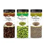 BA Dryfruits and Spices Premium Whole Cloves, Green Cardamom & Cumin Seeds 400g Combo Pack