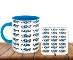 Whats Your Kick Judo karate Theme Design Printed Sky Blue Ceramic Coffee Mug with Desky and Tea Coaster