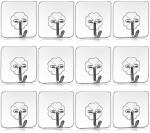 TRIVESH Plastic Adhesive Wall Hooks For Clothes, Photo Frame And Bathroom Hanging Pack Of 12