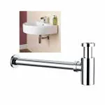 RESPITE Bottle Trap Set with 14 inch Waste Outlet Pipe | Full Brass Bottle Trap With wall Flange Chrome Finish