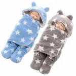 MY NEWBORN Baby Blanket Cum Sleeping Bag (Blue ,Grey -Combo of 2)