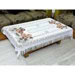 Easttardomm White Jhaller Cotton Floral Net Cloth 4 Seater Table Cover (Pack Of 1)