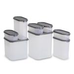 KOLORR Modular Plastic Containers Set For Kitchen Storage Combo, Set Of 8 (500ml x 4 / 1700ml x 2 / 4000ml x 1 / 5500ml x 1) | Dry Food Organizer | Air Tight Grocery Jar/Container | Transparent