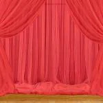 1iAM 4pcs Red Decoration Net Curtains - Large Size, Stitched with Ribbon, Nylon Made, Reusable, Soft, Wrinkled Free, 8.5x5ft Each, Backdrop Net for Birthday, Anniversary Party Decoration