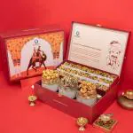 Anveshan Saugaat Diwali Sweets Mithai Gift Box Pack of 4 - Khajoor Dry Fruit Paak Mithai Sweets, Makhana, Trail Mix with Nut Mix