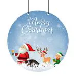 Webelkart Premium Merry Christmas Santa Clues with Family Printed Wall Hanging/Door Hanging for Home and Christmas Decorations Items (Door Hanging_005)
