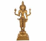 Idol Collections Brown Brass Large Four Armed Standing Vishnu Statue