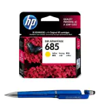 HP 685 Yellow Original Ink Advantage Cartridge With ITGLOBAL 3in1 Multi-Function Pen