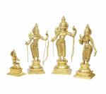 Kartique Home Decor Brass Ram Darbar with Sita Laxman Hanuman Idol 4.5 inch (pack of 4)